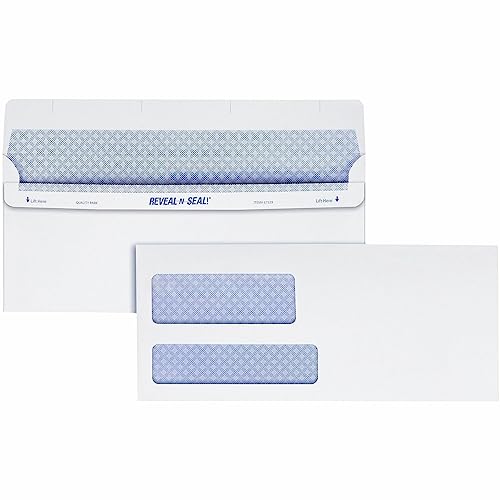 Quality Park #9 Security Envelopes, Double Window, Tamper Evident, Self Seal, Invoices/QuickBooks Statements, 3-7/8" x 8-7/8", 24 lb White, 500/Box (QUA67529)