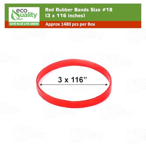 [20 Pack] Red Rubber Bands Size #18 (3 x 1/16 inches) Approx 1480pcs per Box - Non-Latex Rubberbands For Office, Commercial, Store, Home, Kitchen, Industrial, Money, Electrical Use (20 Box)