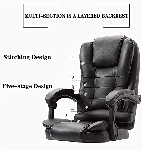 HOBIBA Office Managerial Chairs Massage Executive Office Chair, Ergonomic Computer Chair Computer Desk Swivel Chair Pu Leather (Color:Brown)