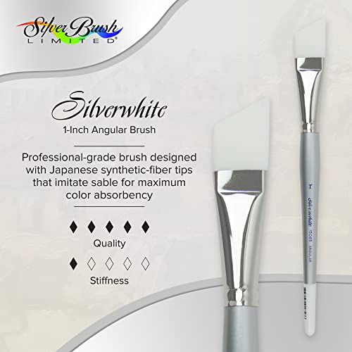 Silver Brush Limited Silverwhite Angle Watercolor Paintbrush, Size 1 in