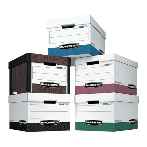 Bankers Box 12-Pack R-Kive Heavy Duty File Storage Boxes with Lids, FastFold Assembly, Letter/Legal, (00724)