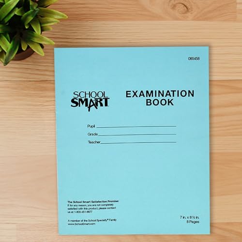 School Smart Examination Blue Book with 8 Pages, 7 x 8-1/2 Inches, Pack of 100 Books