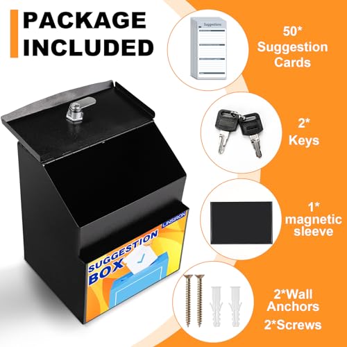 LINSIRON Suggestion Boxes with Magnetic Sign Holder, Metal Donation Boxes