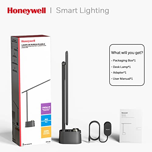 Honeywell HWT-H01 LED Desk Lamp, Foldable & Stepless Dimmable, Black