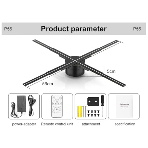 56cm Naked Eye 3D HD Fan Holographic Projector 678 LED Remote Advertising Display Support Picture Video GIF Logo WiFi Connection