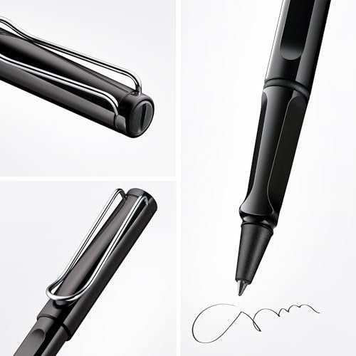 Lamy safari black - Rollerball Pen with ergonomic grip & line width M - for pleasant long writing - made of robust ASA plastic - including rollerball refill M 63 in black