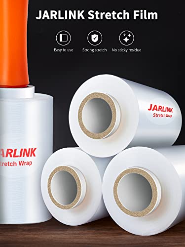 JARLINK 5" x 1000' Plastic Film Roll, Stretch Pallet Wrap W/Handles, 4 Pack