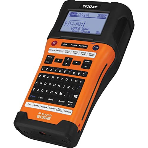 Brother PT-E500 Handheld Industrial Label Printer with PC Connectivity, Orange - 1.2" per Second Print Speed, 24mm Tape Size, 180 dpi, USB Interface, Auto Cut Labeling Tool with Carrycase, Tillsiy