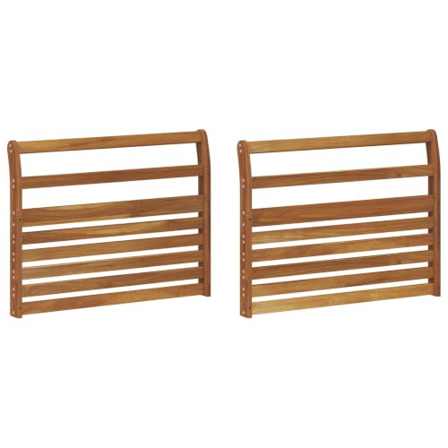 YUOGHRTFE Solid Acacia Wood Armrest 2 Pack Curved Slatted Design