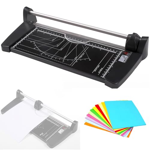 Acivirdde A2 Rotary Trimmer with Magnetic Ruler, Cuts Up to 10 Sheets, and Clear Cutting Guides for Scrapbooking and Craft Projects