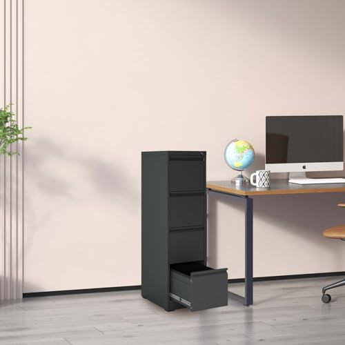 KCSWKJ 4 Drawer Metal Vertical File Cabinet with Lock Office Home Steel Vertical File Cabinet for A4 Legal/Letter Size