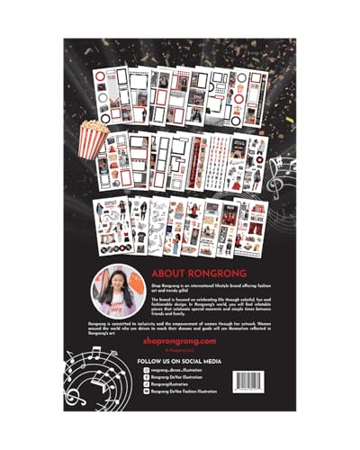 Rongrong My Favorite Things Planner Sticker Book – Stickers for Planners, Journals & Scrapbooks – 24 Pages – Inspired by Music Lovers & Movie Night Vibes