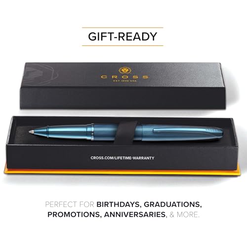 Cross ATX Sandblasted Dark Blue Rollerball Pen, Medium Point, Black Ink