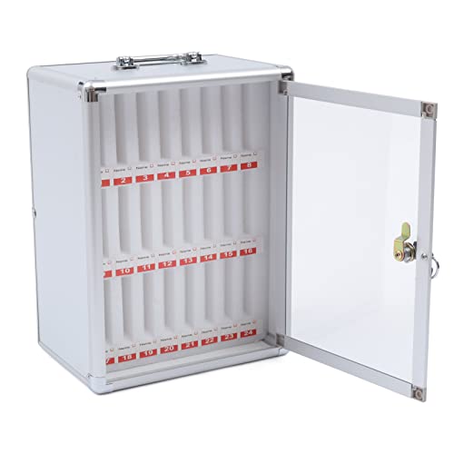 Aluminum Alloy Pocket Chart Cell Phones Storage Cabinet for Cell Phones, Mobile Phone Safe Storage Gadget for Classroom Home Table Office, Wall-Mounted with a Locked, Can be Carried by Hand (24 Slots)