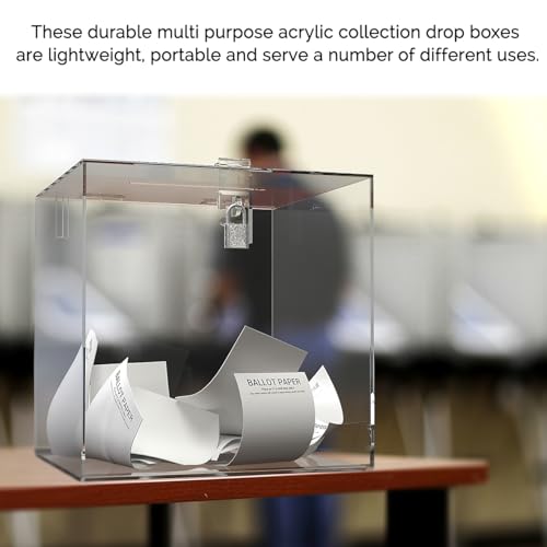 10 Inch Locking Ballot Box Clear Acrylic Square Cube Top Locking See Through Countertop Contests Entry or Collection Bin by Marketing Holders