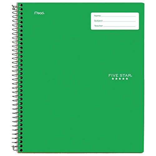 Five Star Interactive Notetaking Spiral Notebooks, 3 Pack, 1 Subject, College Ruled Paper, 11" x 8-1/2", 100 Sheets, Black, Green, Purple (820017-ECM)