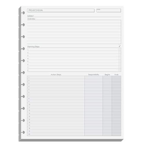 Levenger Circa Project Planner Discbound Paper Refill, Disc Notebook Inserts, 100 Sheets, Letter