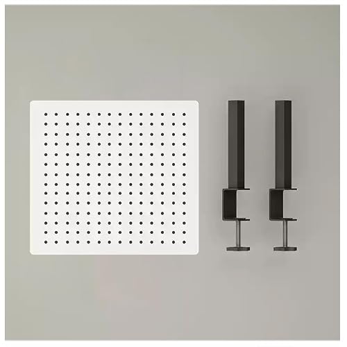 ZBJDX Clamp on Desk Organizer Shelf, Metal Desk Partition Panel, Desk Extender with Pegboard, Multifunctional Desktop Display Stand,White,Medium