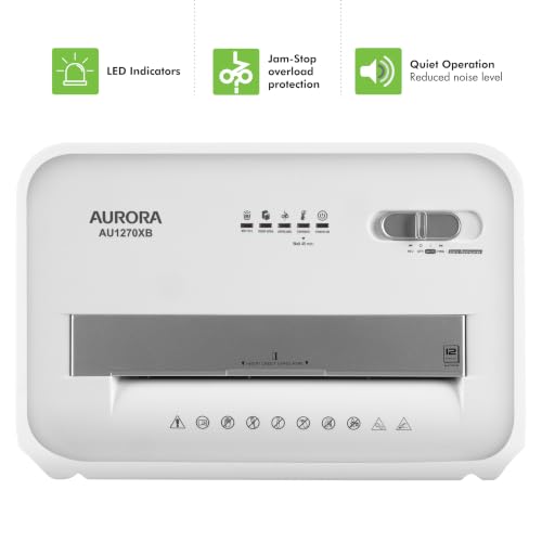Aurora AU1270XB Professional Grade 12-Sheet Security P-4 Cross-Cut Paper and Credit Card/ 20 Minutes Continuous Run Time Shredder