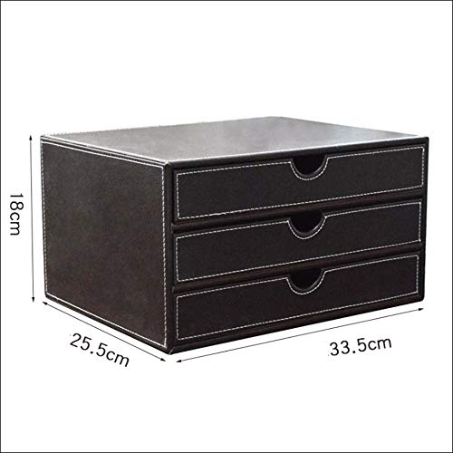 File Manager- Stacking Letter Leather Office Desk Supply Organizer, 3-Tier Files Sorter Workplace Desktop Storage