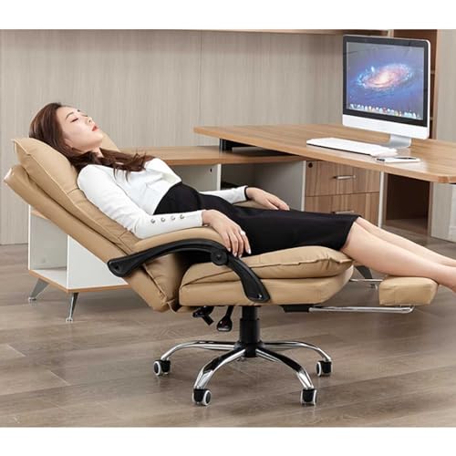 Ergonomic Office Chair Back Support Executive Office Chair Retro PU Leather Office Chair with Rubber Wheels Computer Office Desk Chair Ergonomic Three-Section High Back Support Office Chair for Home W