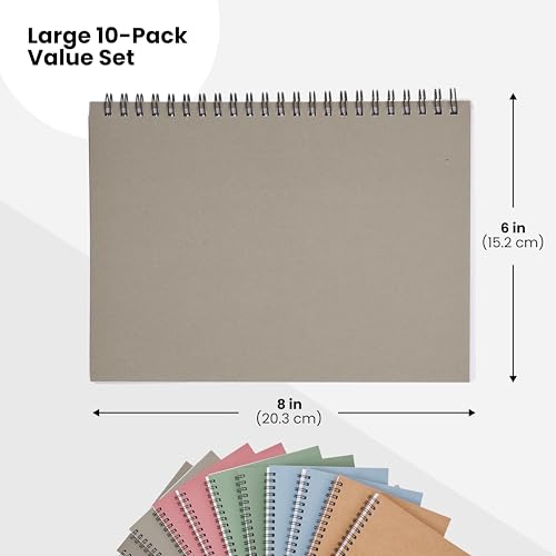 Paper Junkie 10 Pack Spiral Notebooks, 6x8 in, Lined Journals, Assorted