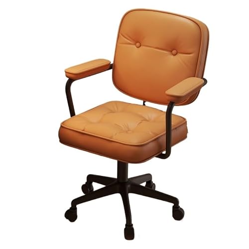hezhuhe2258 Office Chair Small Office Chair Imitation Leather Bedroom Computer Home Comfortable Lifting Swivel with Wheels Adjustable(Orange)