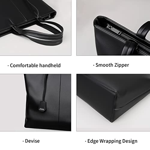 FSD.WG Men's Tote Bag,Business Bag, Leather Briefcase,Elegant Leather（PU）,Large Capacity,Black
