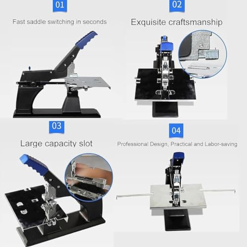 Brochure Stapler Folding A3A4 Heavy Duty Desk Flat Saddle Stapler with 60 Sheet Capacity, Adjustable Stapling Depth, Book Binding for Office, Home, Printing Houses
