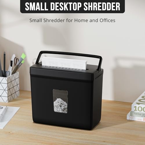 Paper Shredder for Home Use, 5 Sheet Cross Cut Desktop Shredder, P-4 Security Level with 2.38 Gallon Basket, 4-Mode Control, Quiet Operation, for Home Office Small Business Credit Card Staples, Black