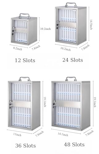 Wcxixo Slots Phone Locker Phone Storage Cabinet Pocket Chart Lock Box with Key Wall Mounted Aluminum Alloy Mobile Phone Lockbox with Handle for Classroom Office Exam(12 Slots)