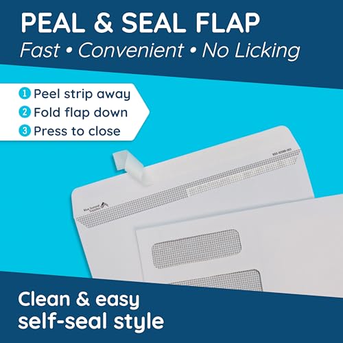 Blue Summit Supplies 500#8 Double Window Security Envelopes, Self Seal
