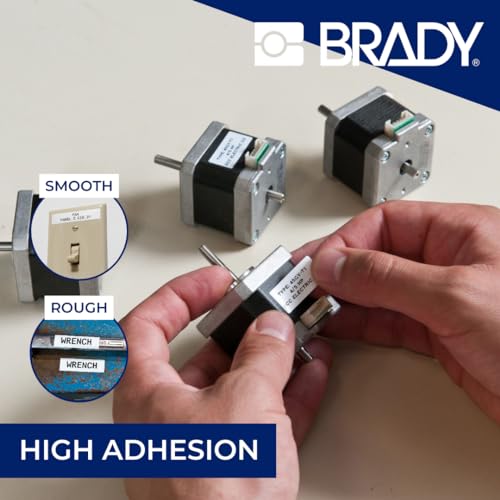 Brady Authentic (M4-47-422) Aggressive Adhesive Multi-Purpose Polyester Labels 0.5" H x 1" W Black on White, 480 Labels. for use with the BMP41, BMP51, and M511 Label Printers