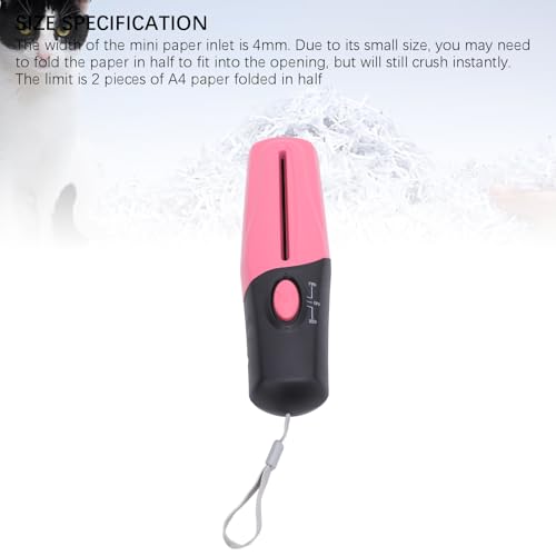 Mini Portable Paper Shredder, USB Electric Handheld Shredder for Home Office, Strip Cut for Sensitive Documents Bills and Receipts, Battery or USB Powered, Pink