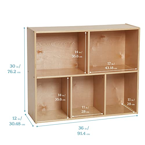 ECR4Kids Streamline 5-Compartment Storage Cabinet, 30in High, Natural