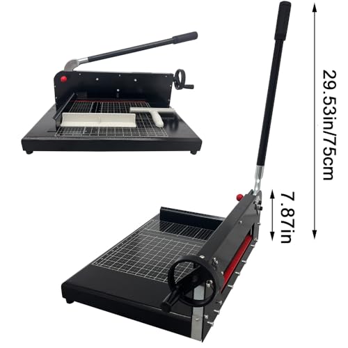 EQCOTWEA Manual Stack Paper Cutter, Max 12.2inch A4 Cutting Width Guillotine Paper Trimmer, 0.02inch-1.58inch(0.5-40mm) Cutting Thickness with Gridlines Metal Base Desktop Stack Cutter Black Color