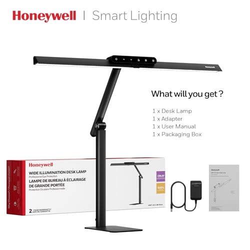 Honeywell HJ1BK Eye-Caring 1200LM LED Architect Desk Lamp for Home Office
