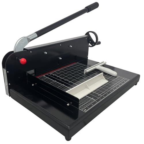EQCOTWEA Manual Stack Paper Cutter, Max 12.2inch A4 Cutting Width Guillotine Paper Trimmer, 0.02inch-1.58inch(0.5-40mm) Cutting Thickness with Gridlines Metal Base Desktop Stack Cutter Black Color