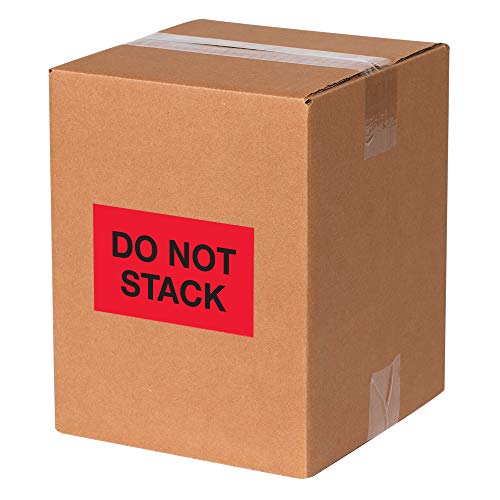 Tape Logic Aviditi Tape Logic 3" x 5","Do Not Stack" Fluorescent Red Warning Sticker, for Shipping, Handling, Packing, and Moving (1 Roll of 500 Labels)