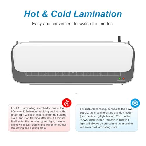 A4 Laminating Machine 9" Thermal Laminator Machine Desktop 6-IN-1 Multifunctional Hot and Cold Lamination for Home Office