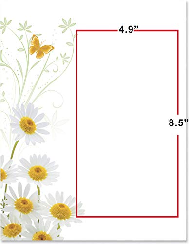 PaperDirect Faultless White Daisies Convening Flower Invite Special Event Theme Stationery, Border Paper Letterhead 8.5 x 11, 100 sheets, Elegant Premium Writing Paper, Decorative Printer Paper