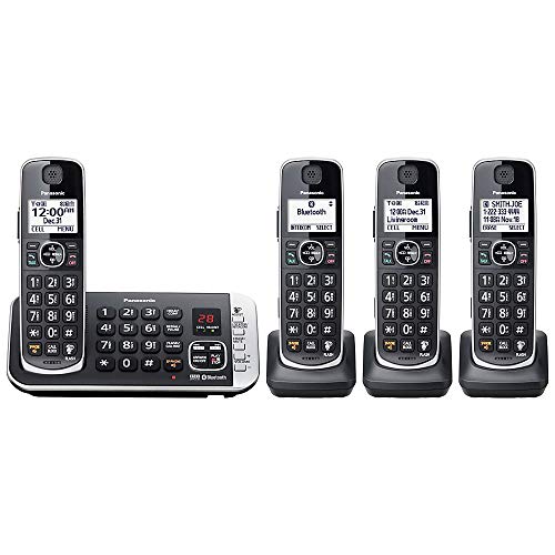 Panasonic® Link2Cell Bluetooth® DECT 6.0 Expandable Cordless Phone System with Digital Answering System, KX-TGE674B