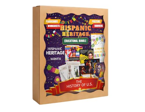 120-PCS Hispanic Heritage Month Educational Trivia & Flashcards, Posters, Worksheets & Banners BDL for Schools & Events | On Hispanic Arts & Culture, Sports, STEM, Activism & More