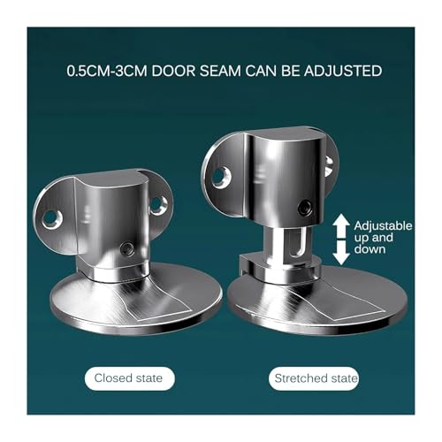 Adjustable Stainless Steel Door Stop Punch-Free Strong Magnetic Anti-Collision Door Stopper Invisible Bathroom Floor Door Stop(07,4 PCS)