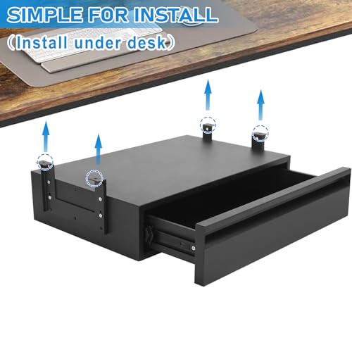 POPMOON 18 inch Under Desk Drawer, Adjustable Pull Out Storage Organizer