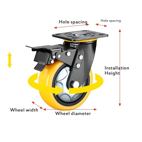Mavvilo Heavy-Duty Fur Wheels - 4-Piece Set Swivel Casters with Mum-Heavy Polyurethane - Universal Rollers for Smooth Movement On All Floor Types Enhance Comfort & Save Energy,F+U-5In
