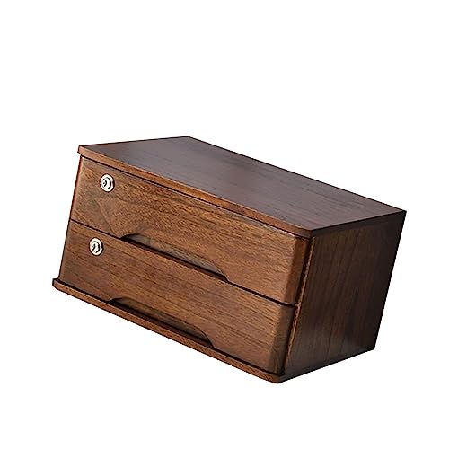 SDVantage Flat File Cabinet - Solid Wood Storage Box, Wooden Desktop Storage Box with Lockable Drawers, Office Supplies A4/Receipt File Organizer, Locking Filing Cabinet 2/3/4 Draw,2 Layer