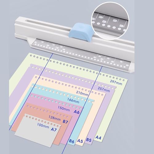 30 Hole Puncher Binder, Circle Loose Leaf Manual Punching Machine, Perforated Sheet 5 Per Copy Paper, Feed Depth 6.5 Mm, Punch Pitch 9.5 Mm, for Craft Paper, DIY Crafts, Office School