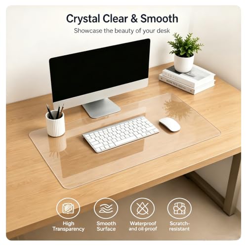 Clear Desk Pad Blotter on Top of Desks 47.2x51.1in, 3mm