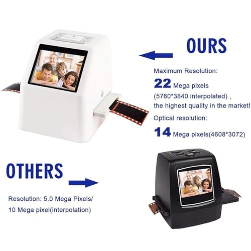 Negative Film Scanner, Digital Film & Slide Scanner, 2.4" LCD Screen, Converts 135 110 126 and Super 8 Films/Slides/Negatives to Digital JPEG Photos, Built-in 128MB Memory